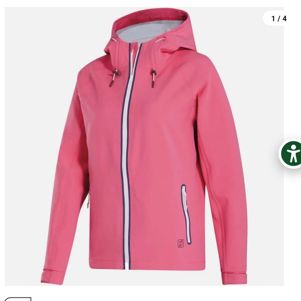 FootJoy Pink Hydro Knit Dry Joys Hooded Golf Rain Jacket